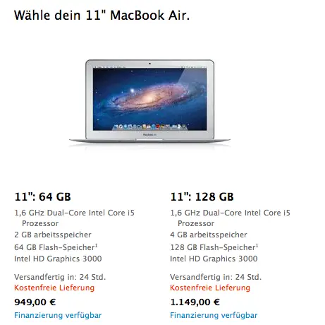 Die neuen Macbook Airs sind im Apple Store verfügbar!