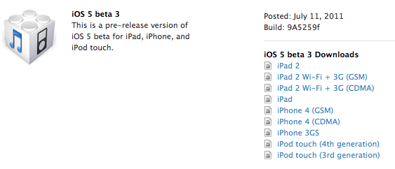 Apple hat iOS 5 Beta 3 veröffentlicht