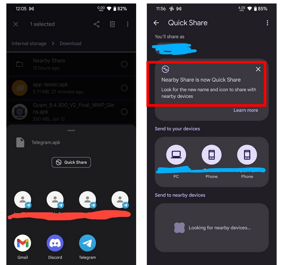 Quickshare Button Quick Share ersetzt Nearby Share: Rollout startet | Appdated
